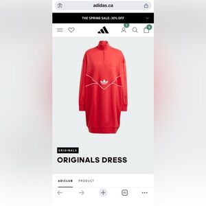 Adidas Red and White Trefoil Pullover Dress
